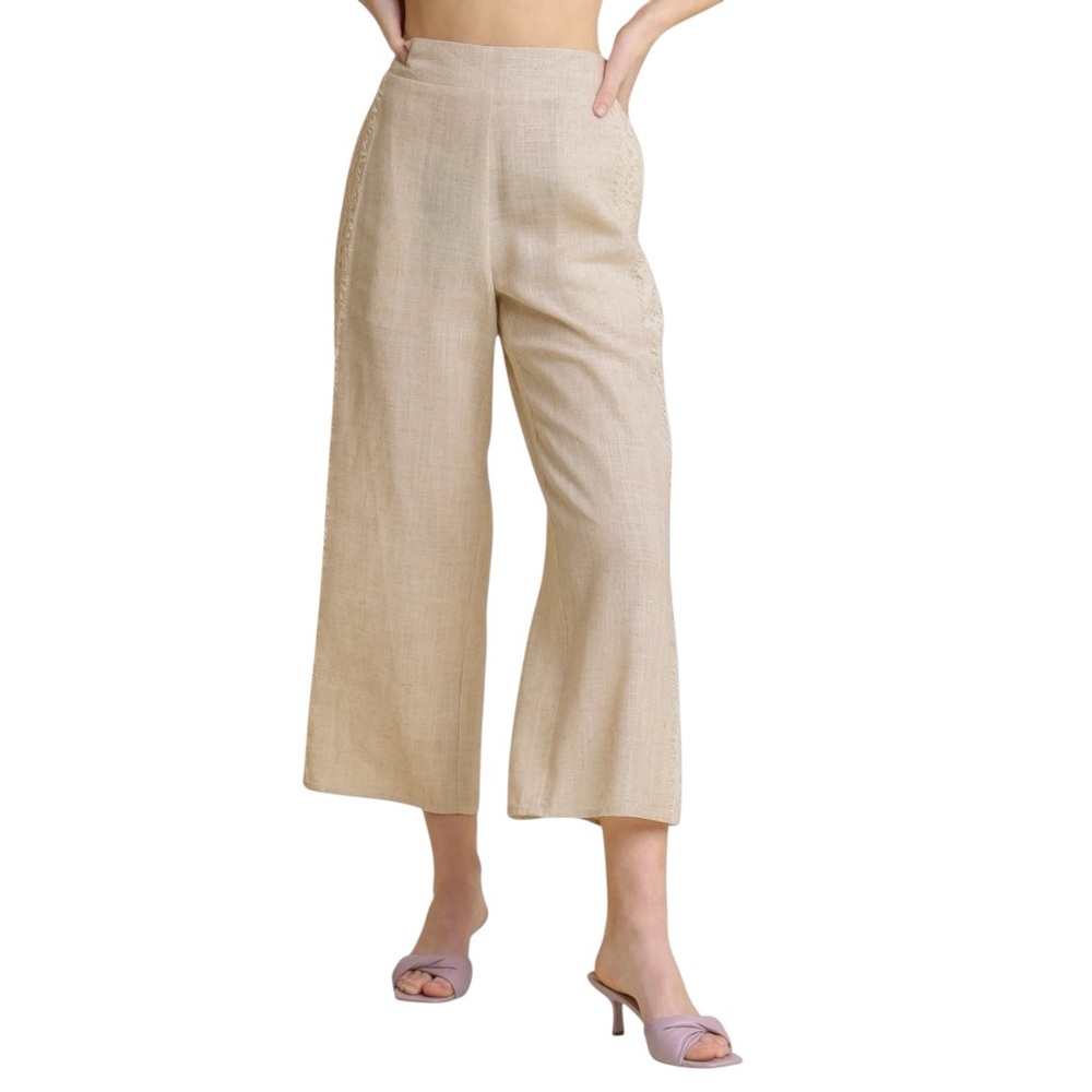 Loom & Lace Linen Elastic Waist Detail Pants
( Oatmeal )